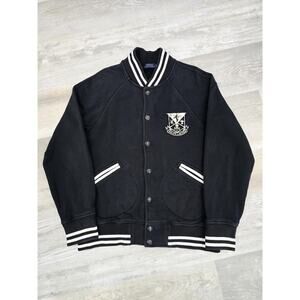 Polo Ralph Lauren New York Crew Varsity Jacket Black Fleece Bomber Crest Men's S